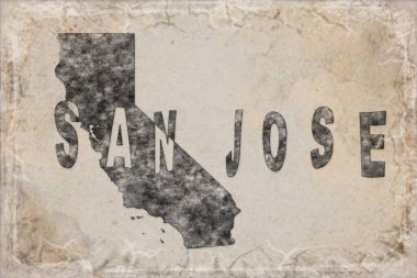 California San Jose Haritası ve Beyaz Harf Tasarımı