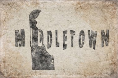 Delaware Middletown Haritası ve Beyaz Harf Tasarımı
