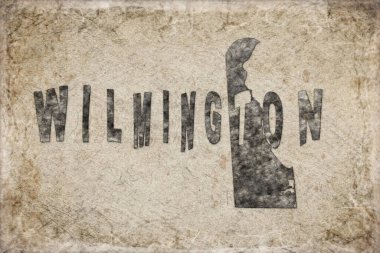 Delaware Wilmington Haritası ve Beyaz Harf Tasarımı