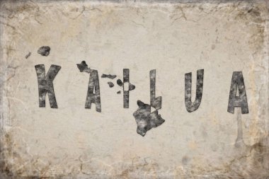 Hawaii Kailua Haritası ve Beyaz Harf Tasarımı