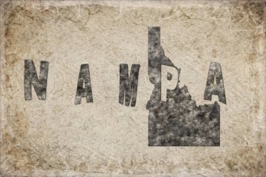 Idaho Nampa Haritası ve Beyaz Harf Tasarımı