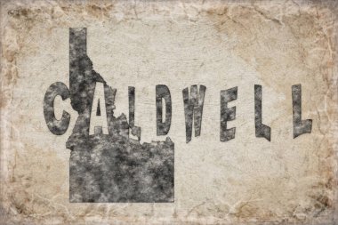 Idaho Caldwell Haritası ve Beyaz Harf Tasarımı