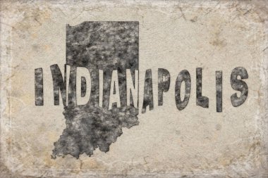 Indiana Indianapolis Haritası ve Beyaz Harf Tasarımı