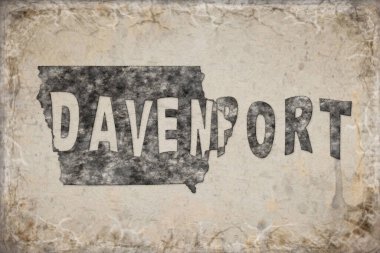 Iowa Davenport Haritası ve Beyaz Harf Tasarımı