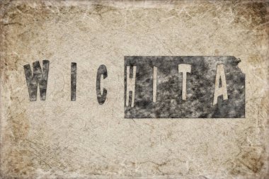 Kansas Wichita Haritası ve Beyaz Harf Tasarımı