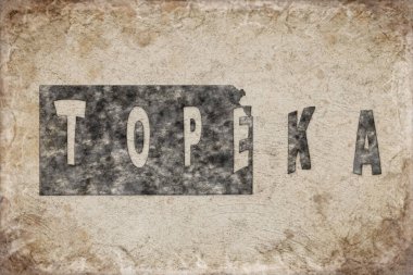 Kansas Topeka Haritası ve Beyaz Harf Tasarımı