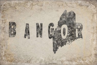 Maine Bangor Haritası ve Beyaz Harf Tasarımı