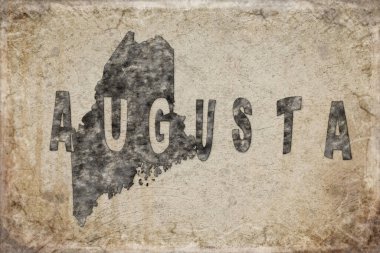 Maine Augusta Haritası ve Beyaz Harf Tasarımı