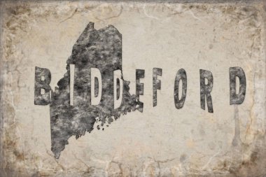 Maine Biddeford Haritası ve Beyaz Harf Tasarımı
