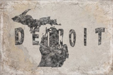 Michigan Detroit Haritası ve Beyaz Harf Tasarımı