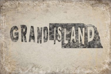 Nebraska Büyük Ada Haritası ve Beyaz Harf Tasarımı