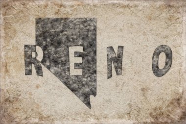 Nevada Reno Haritası ve Beyaz Harf Tasarımı