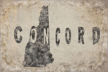 New Hampshire Concord Haritası ve Beyaz Harf Tasarımı