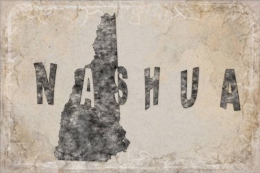 New Hampshire Nashua Haritası ve Beyaz Harf Tasarımı