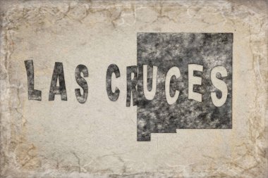 New Mexico Las Cruces Haritası ve Beyaz Harf Tasarımı