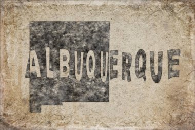 New Mexico Albuquerque Haritası ve Beyaz Harf Tasarımı