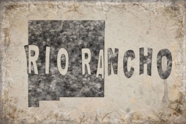 New Mexico Rio Rancho Haritası ve Beyaz Harf Tasarımı