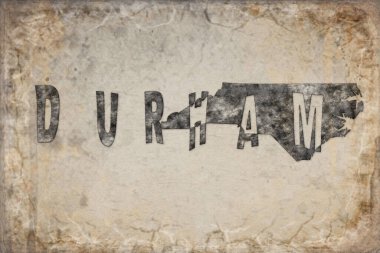 Kuzey Carolina Durham Haritası ve Beyaz Harf Tasarımı