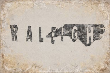 Kuzey Carolina Raleigh Haritası ve Beyaz Harf Tasarımı