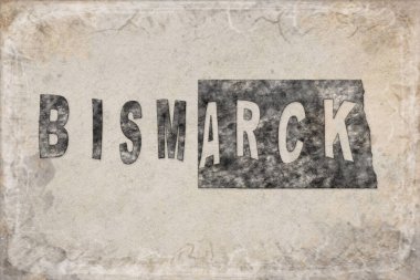 Kuzey Dakota Bismarck Haritası ve Beyaz Harf Tasarımı