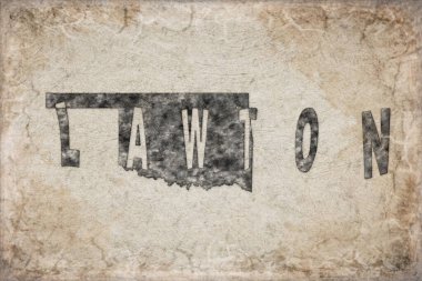 Oklahoma Lawton Haritası ve Beyaz Harf Tasarımı