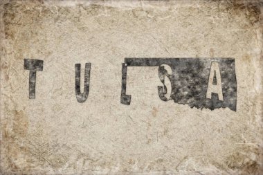 Oklahoma Tulsa Haritası ve Beyaz Harf Tasarımı