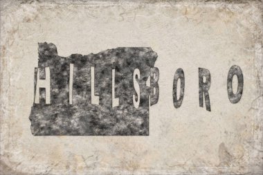 Oregon Hillsboro Haritası ve Beyaz Harf Tasarımı