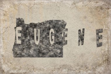 Oregon Eugene Haritası ve Beyaz Harf Tasarımı