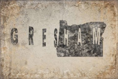 Oregon Gresham Haritası ve Beyaz Harf Tasarımı