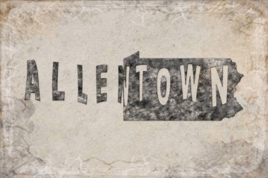 Pennsylvania Allentown Haritası ve Beyaz Harf Tasarımı