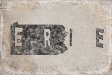 Pennsylvania Erie Haritası ve Beyaz Harf Tasarımı