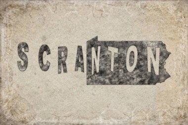 Pennsylvania Scranton Haritası ve Beyaz Harf Tasarımı
