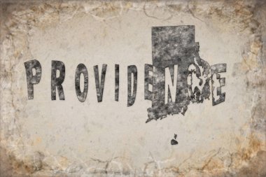 Rhode Island Providence Haritası ve Beyaz Harf Tasarımı