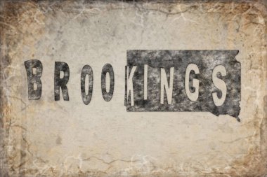 Güney Dakota Brookings Haritası ve Beyaz Harf Tasarımı