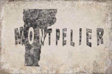 Vermont Montpelier Haritası ve Beyaz Harf Tasarımı