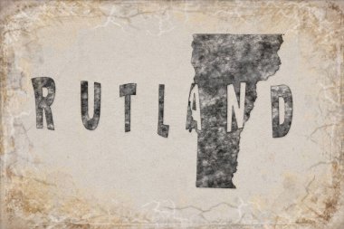 Vermont Rutland Haritası ve Beyaz Harf Tasarımı