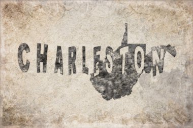 Batı Virginia Charleston Haritası ve Beyaz Harf Tasarımı