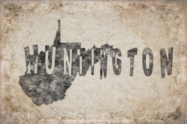 Batı Virginia Huntington Haritası ve Beyaz Harf Tasarımı