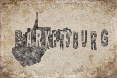 Batı Virginia Parkersburg Haritası ve Beyaz Harf Tasarımı