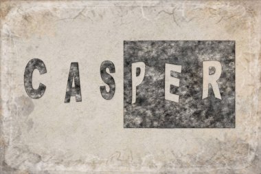 Wyoming Casper Haritası ve Beyaz Harf Tasarımı