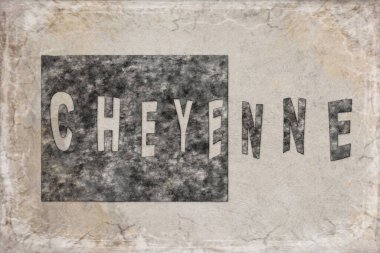 Wyoming Cheyenne Haritası ve Beyaz Harf Tasarımı