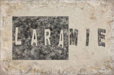 Wyoming Laramie Haritası ve Beyaz Harf Tasarımı