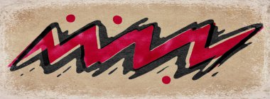 Retro Kağıt üzerinde Kırmızı Soyut Yazı Harfleri Pop Sanat Biçimi