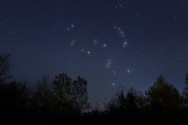 Gerçek gece gökyüzünde, The Hunter Orion takımyıldızı