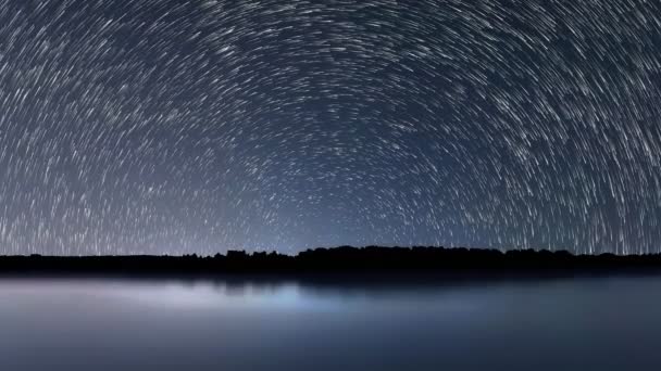 Star Trails, Beautiful Blue Night reflection — Stock Video