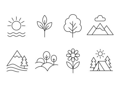 nature icons set vector illustration