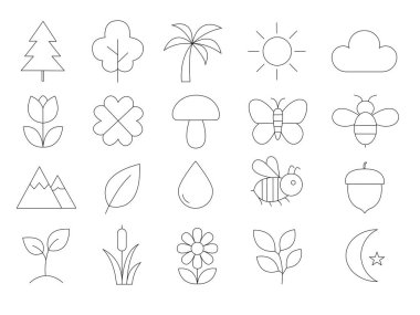 set of 1 6 simple editable icons such a leaf, tree, leaf, tree, flower, leaf, tree, plant, ecology,