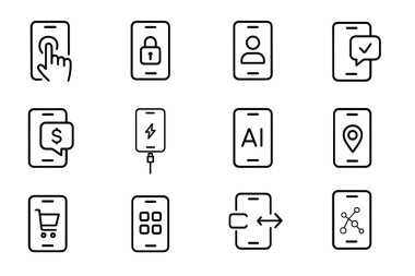 cep telefonu ve akıllı telefon simgeleri ayarlandı.