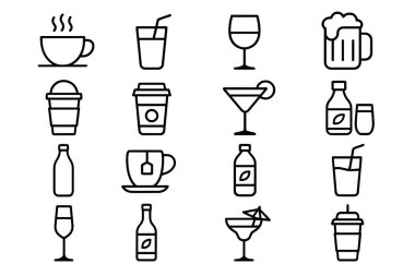 İçki ve içki ikonu. vektör