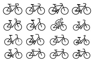 bisiklet simgelerinin vektör kümesi.